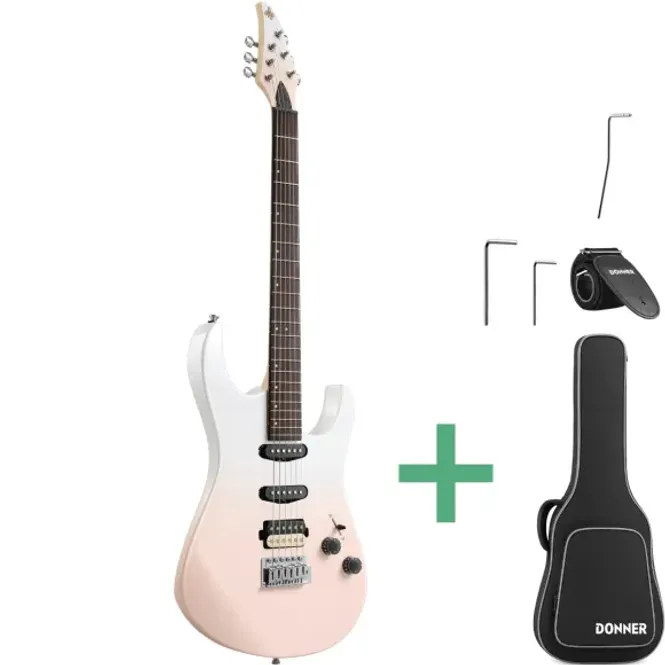 Hovedbilde DONNER DMT-66 Elgitar Pink-White