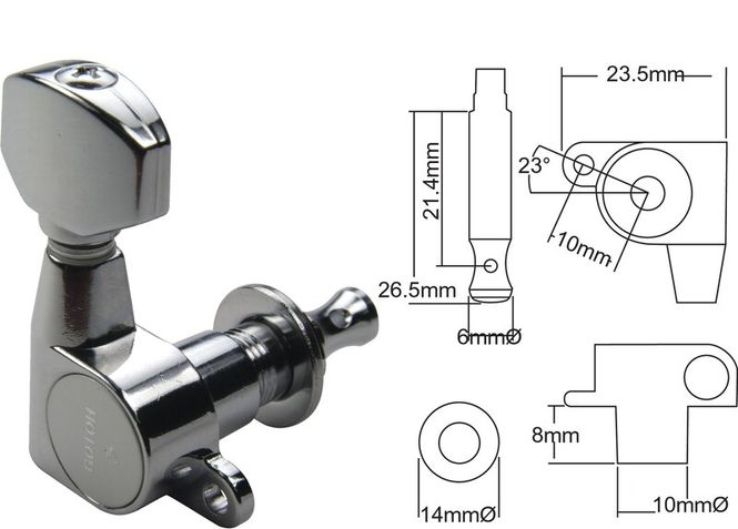 Hovedbilde GOTOH Gitarmekanikk 6 venstre Krom SG360-07